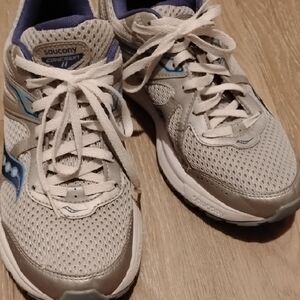 Saucony Cohesion Sneakers in Cream and Blue